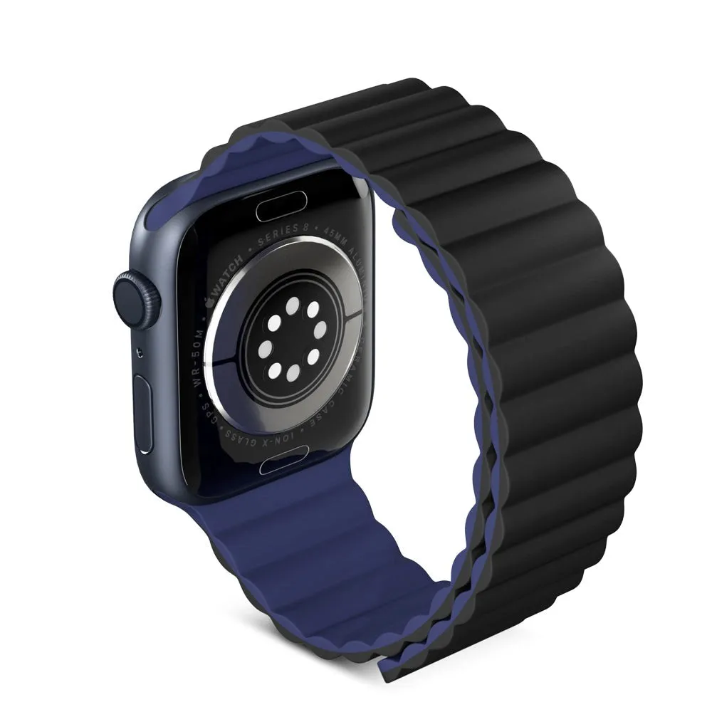 Apple Watch (42/44/SE/45/46/49mm) Epico Magnetisk Silikone Rem - Sort / Blå