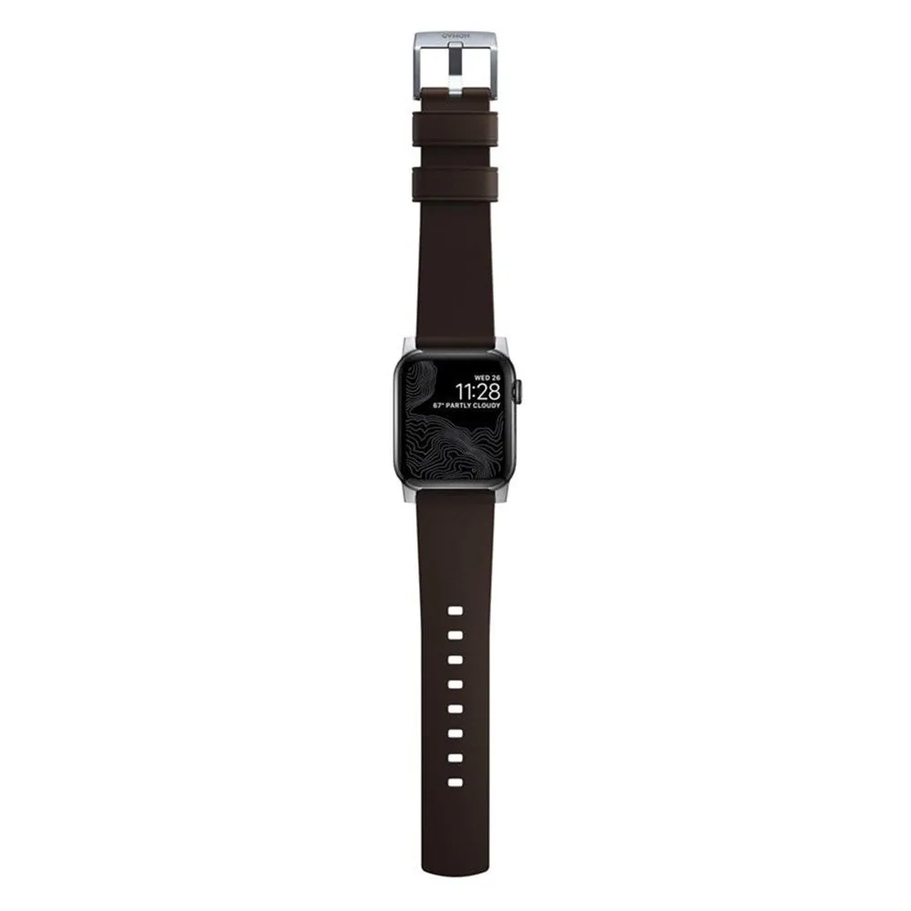 Apple Watch (42/44/SE/45/46/49mm) Nomad Active Band Pro Rem - Classic Brown / Silver Hardware