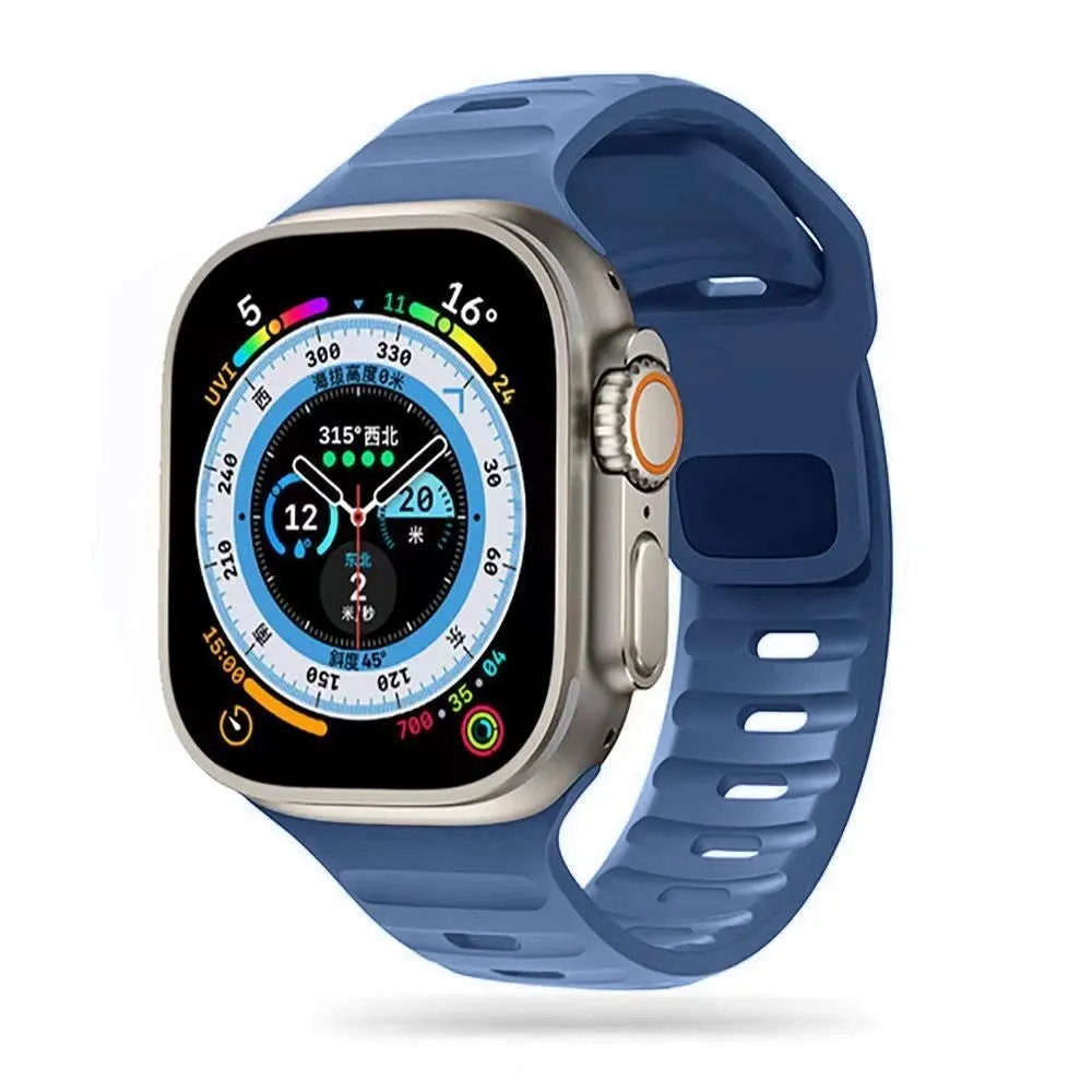 Apple Watch (42/44/SE/45/46/49mm) Tech-Protect Iconband Line Silikone Rem - Blå