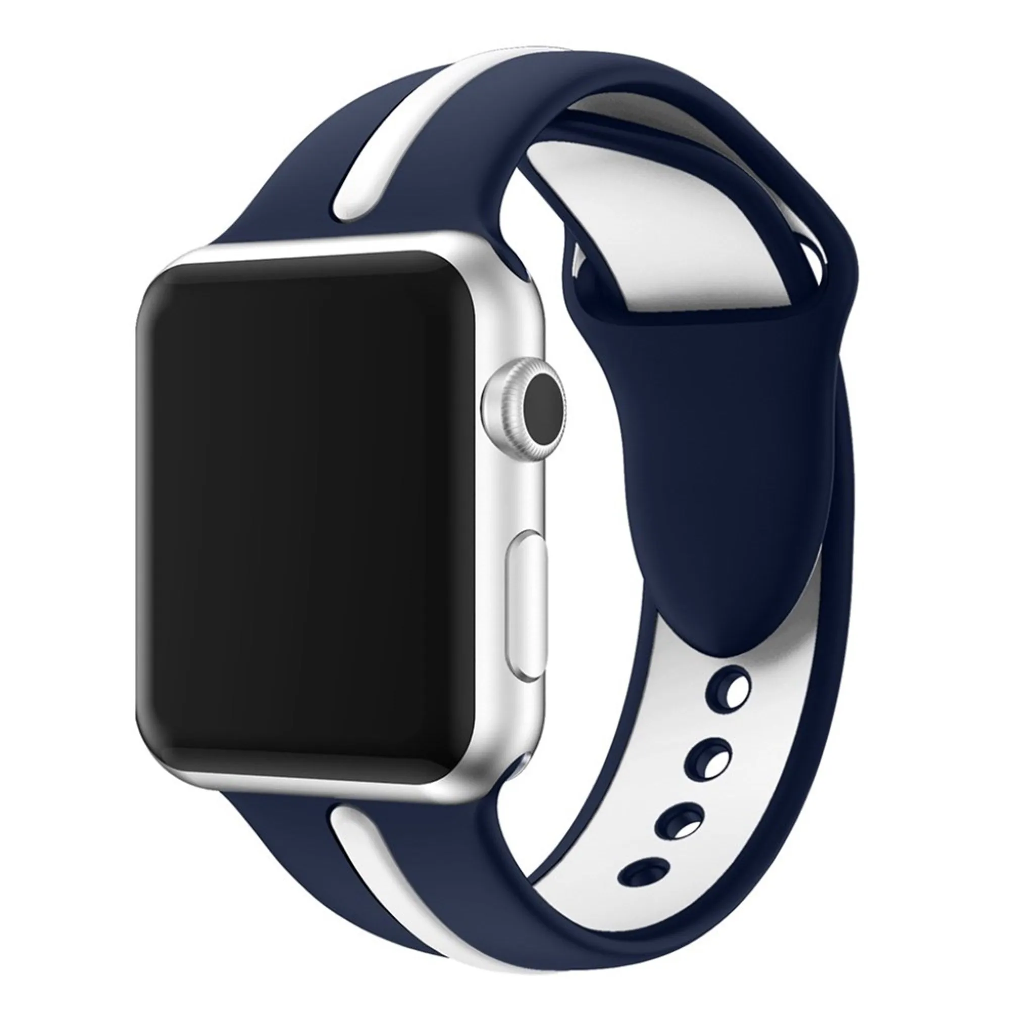 Apple Watch 42mm two-tone soft silicone watchband - Blue   White