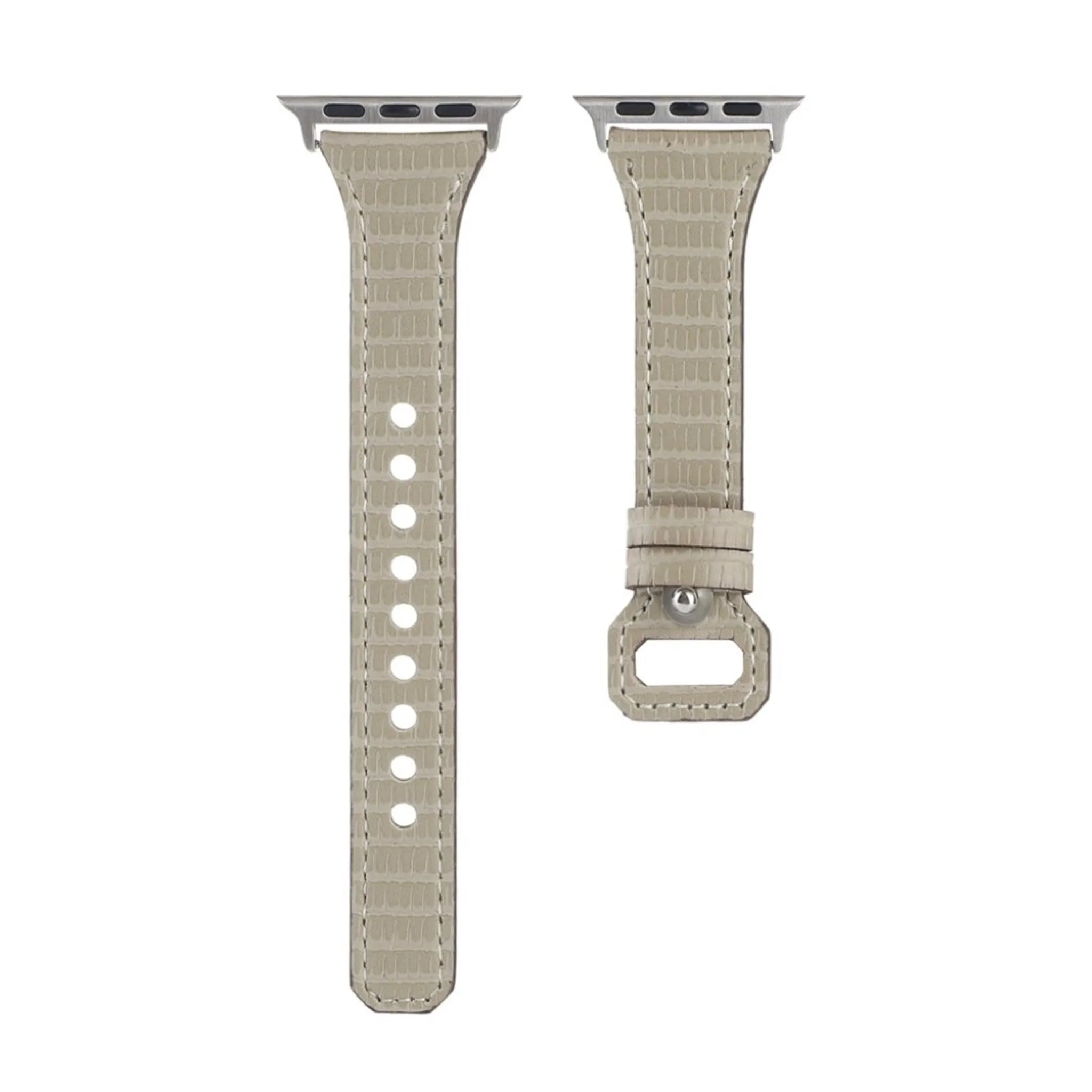 Apple Watch 44mm bamboo textured genuine leather watch strap - Grey