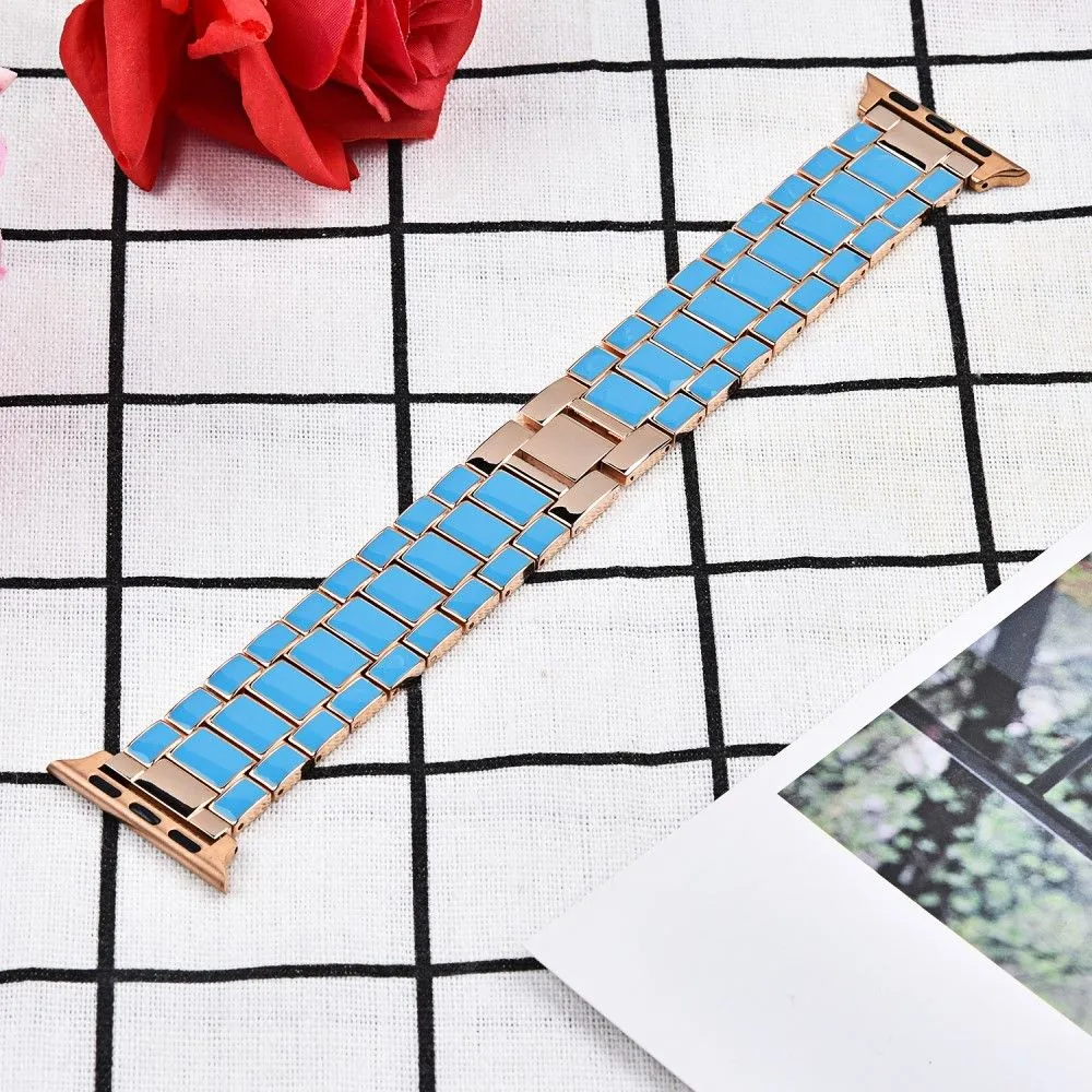 Apple Watch (45mm) 3 bead fashionable watch strap - Blue / Gold