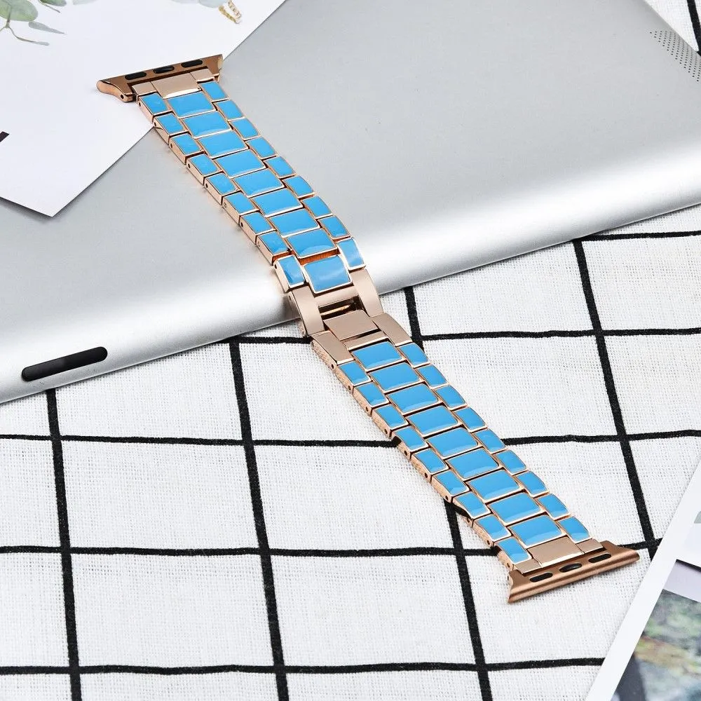 Apple Watch (45mm) 3 bead fashionable watch strap - Blue / Gold