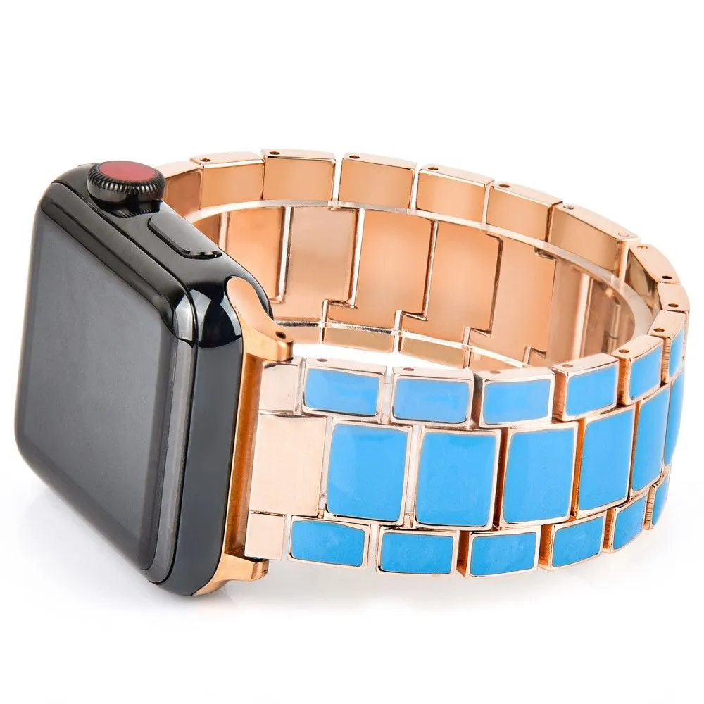 Apple Watch (45mm) 3 bead fashionable watch strap - Blue / Gold