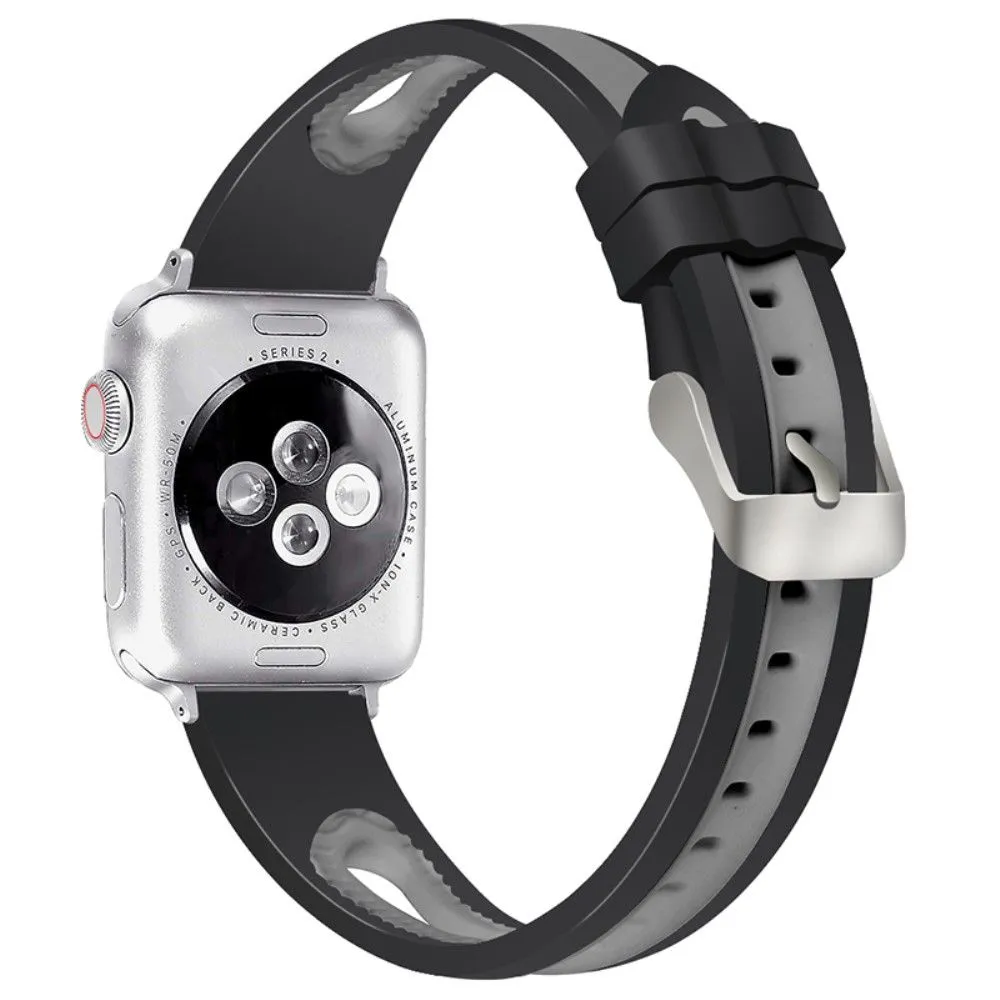 Apple Watch (45mm) bi-color silicone watch strap - Black / Grey