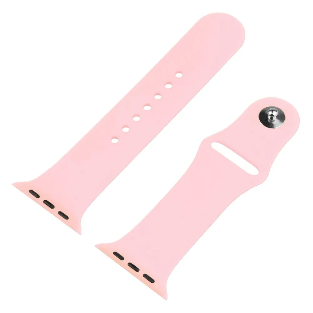 Apple Watch (45mm) cover with tempered glass   silicone watch strap - Deep Pink