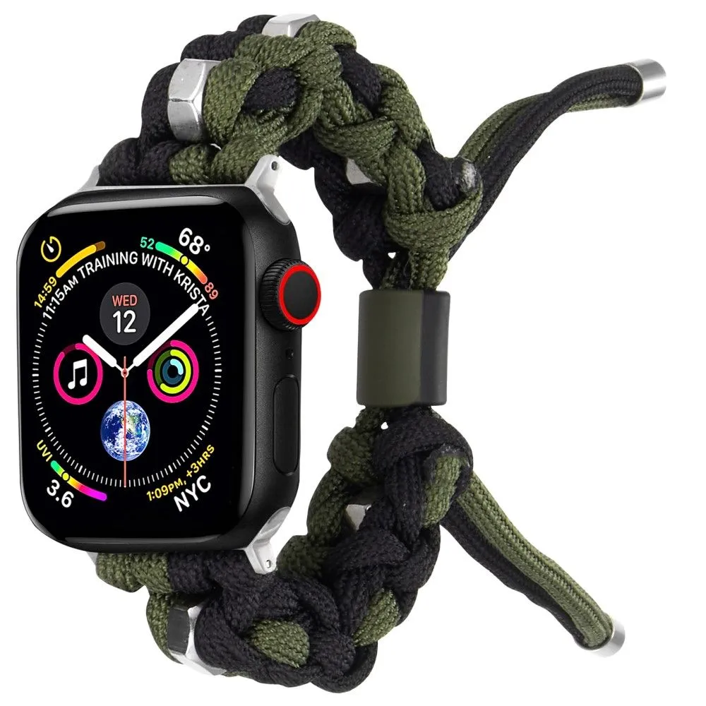 Apple Watch (45mm) unique nylon watch strap - Black / Green