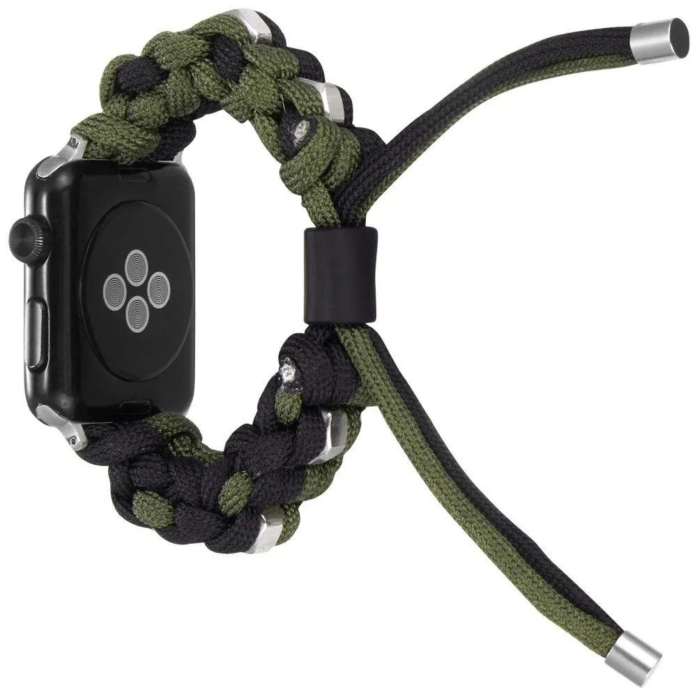 Apple Watch (45mm) unique nylon watch strap - Black / Green