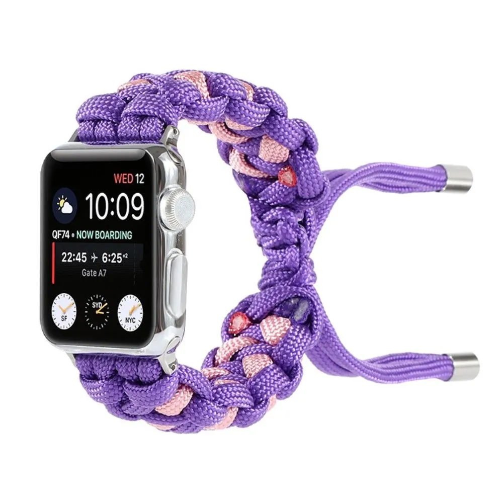 Apple Watch (45mm) unique nylon watch strap - Purple / Pink