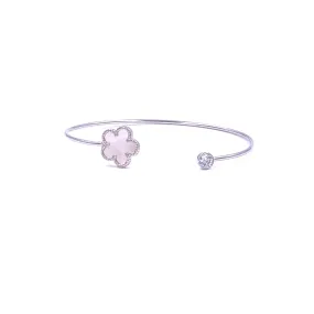 Ashley Gold Stainless Steel Open Clover And CZ Bangle