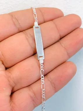 Baby ID Bracelet Figaro Link 925 Sterling Silver 6" Kids Children Bracelet 2.7g Kids Jewelry / Pulsera Para Niños en Plata Pura 2.4mm