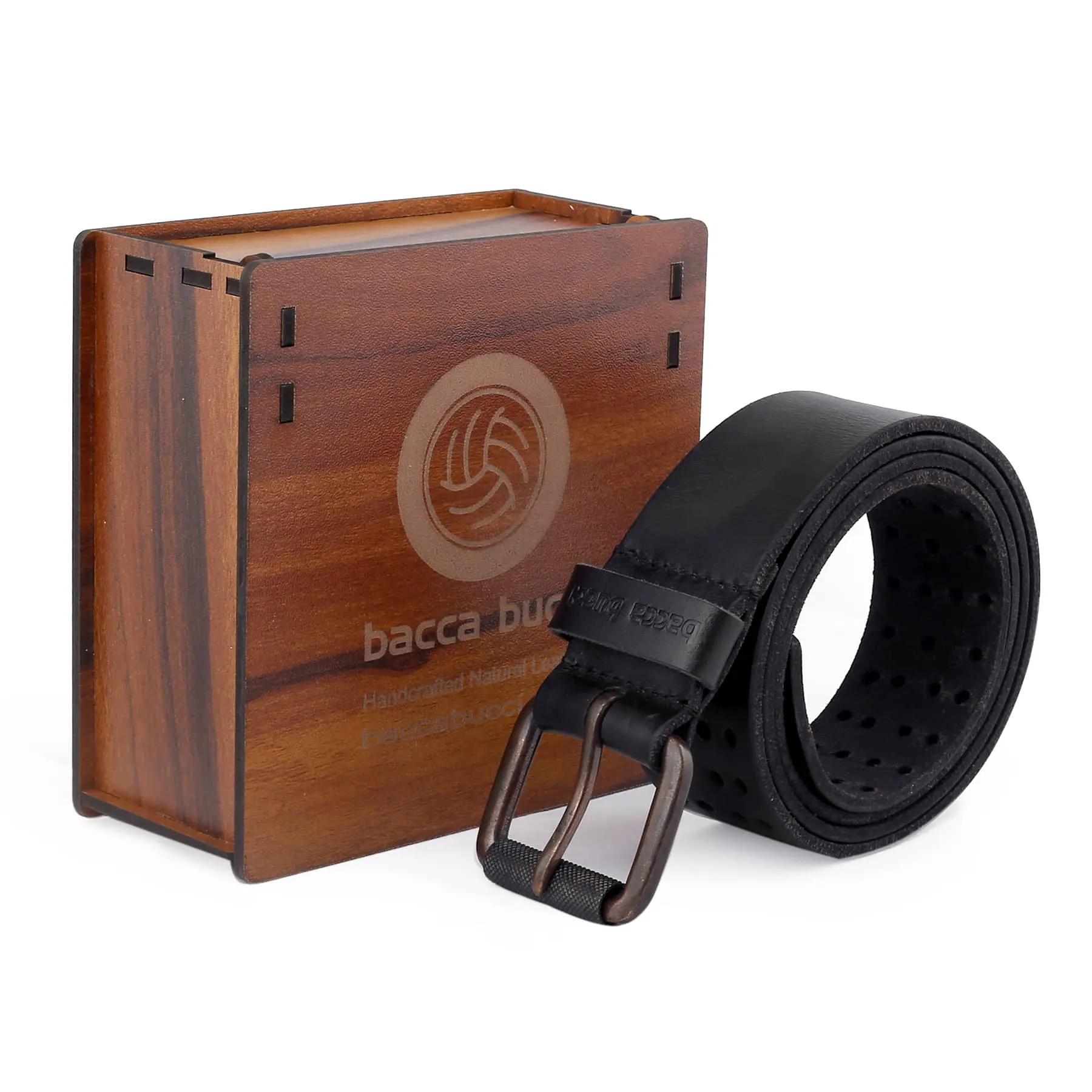 Bacca Bucci Single Roller Vintage One-Piece 100% Full Leather Jeans Belt for men