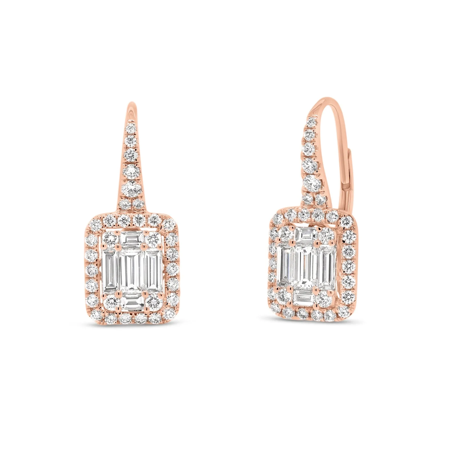 Baguette Diamond Lever-Back Earrings