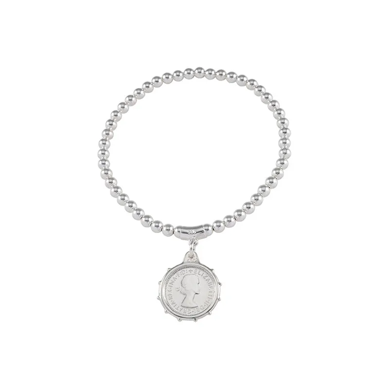 BALL BRACELET WITH ANTIQUE THREEPENCE