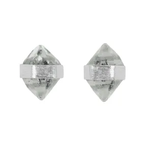 Banded Herkimer Diamond Post Earrings in Silver