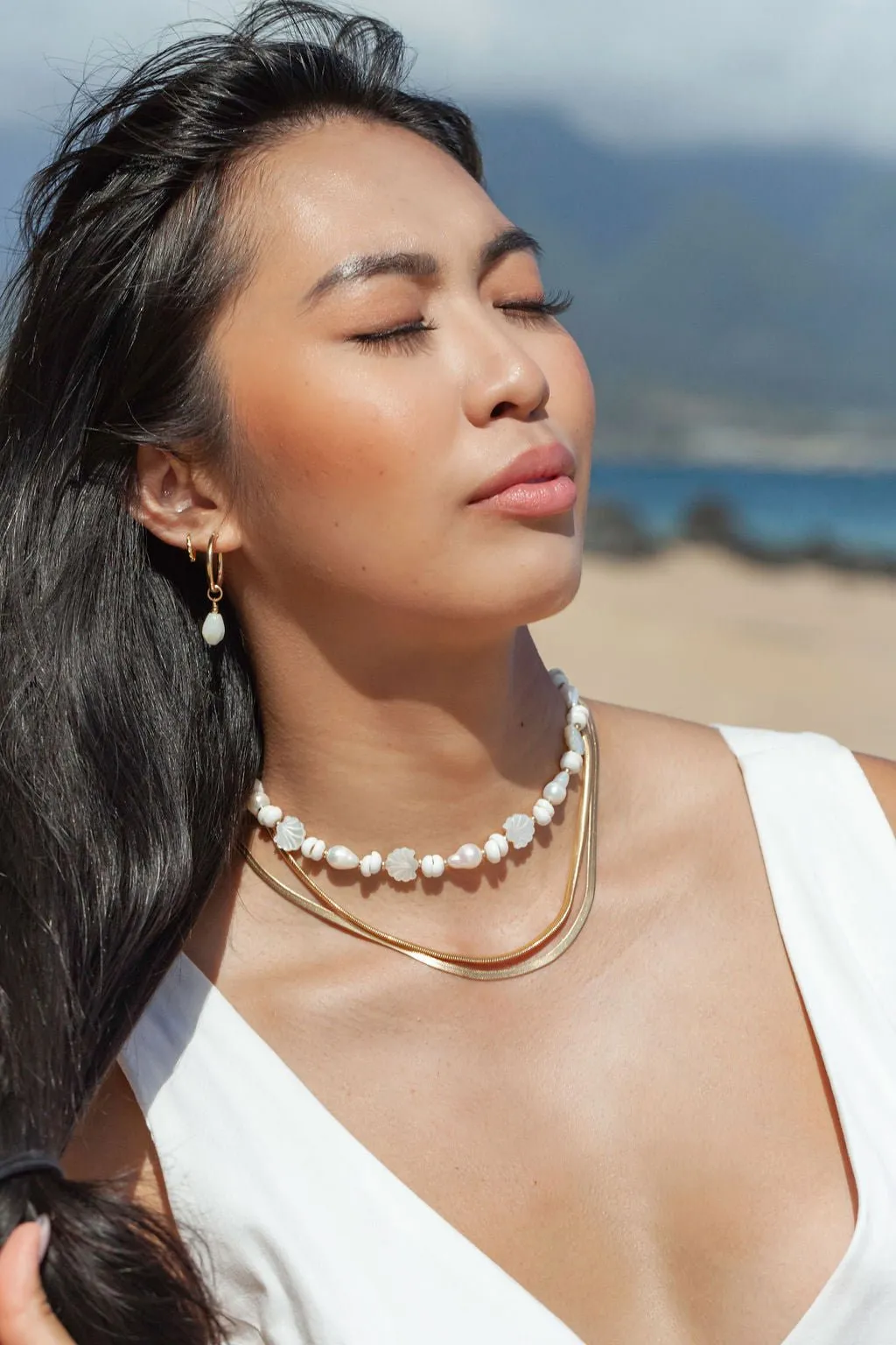 Baroque Pearl Scallop & Puka Shell Necklace - Keao