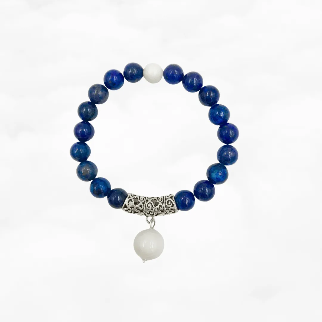 Beaded Auspicious Lapis Bracelet 10mm