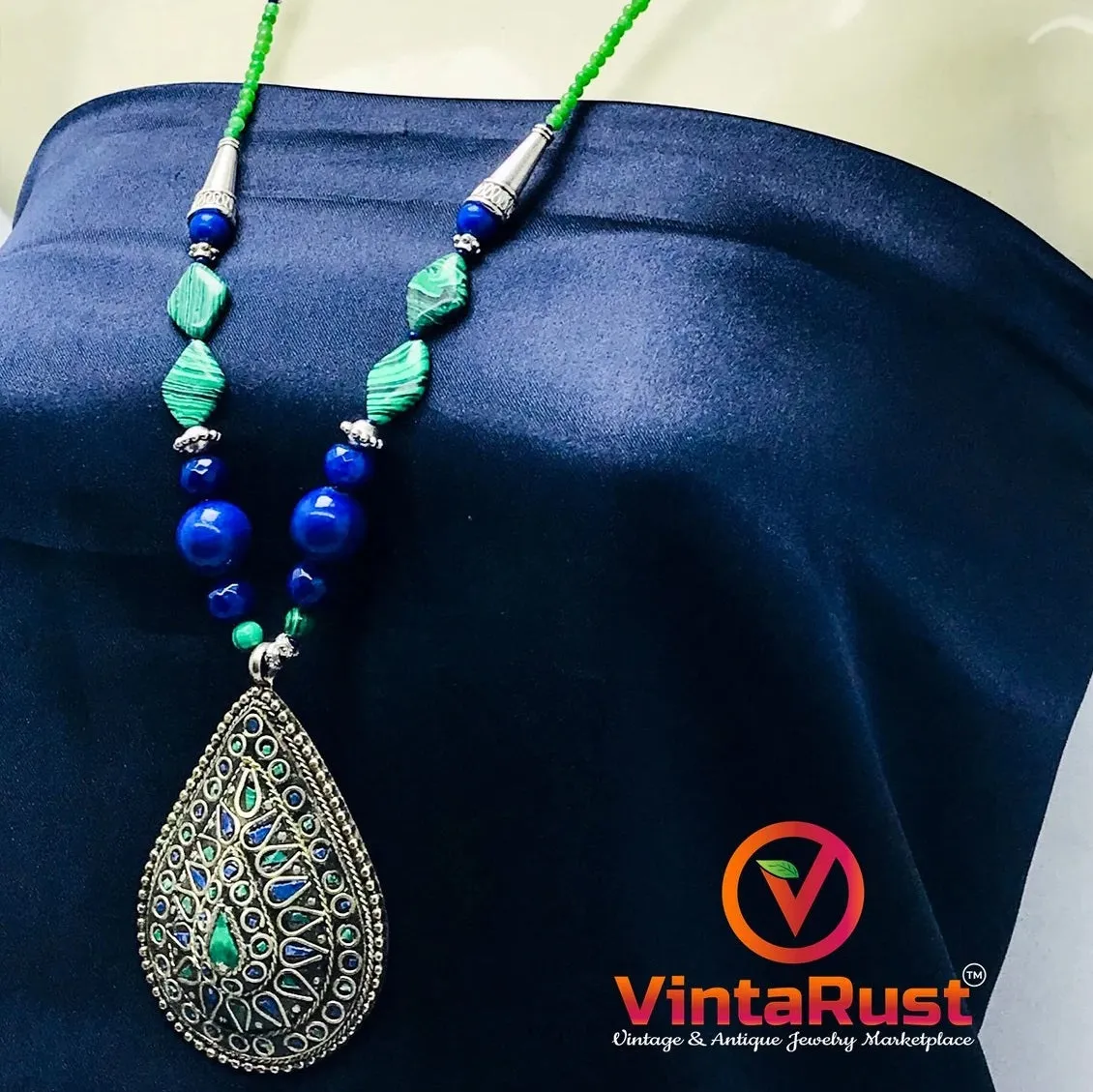 Beaded Chain Pendant Necklace