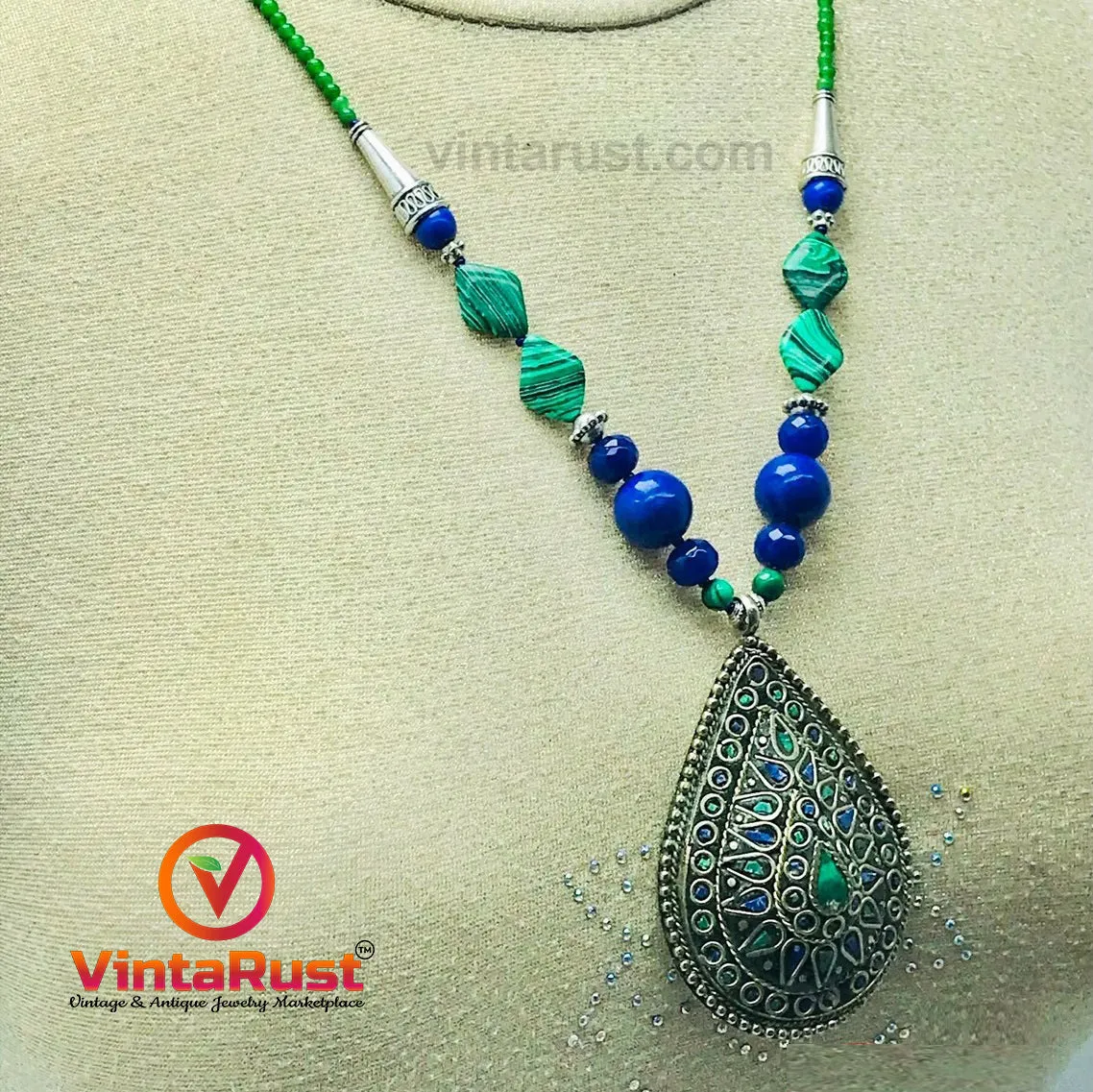 Beaded Chain Pendant Necklace