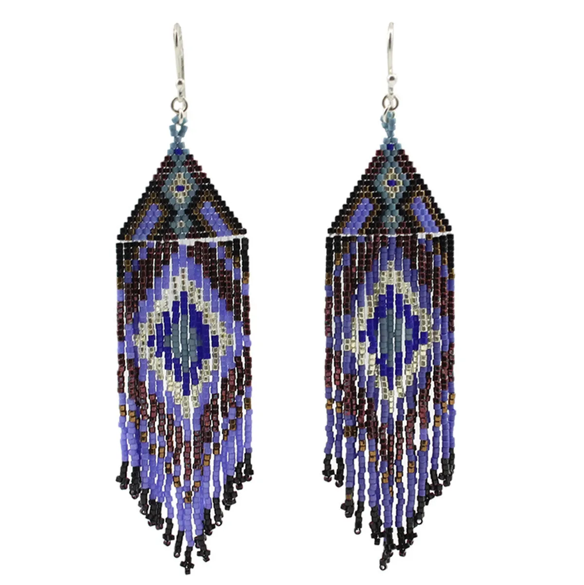 Beaded Chandelier Earrrings in Blue Tones