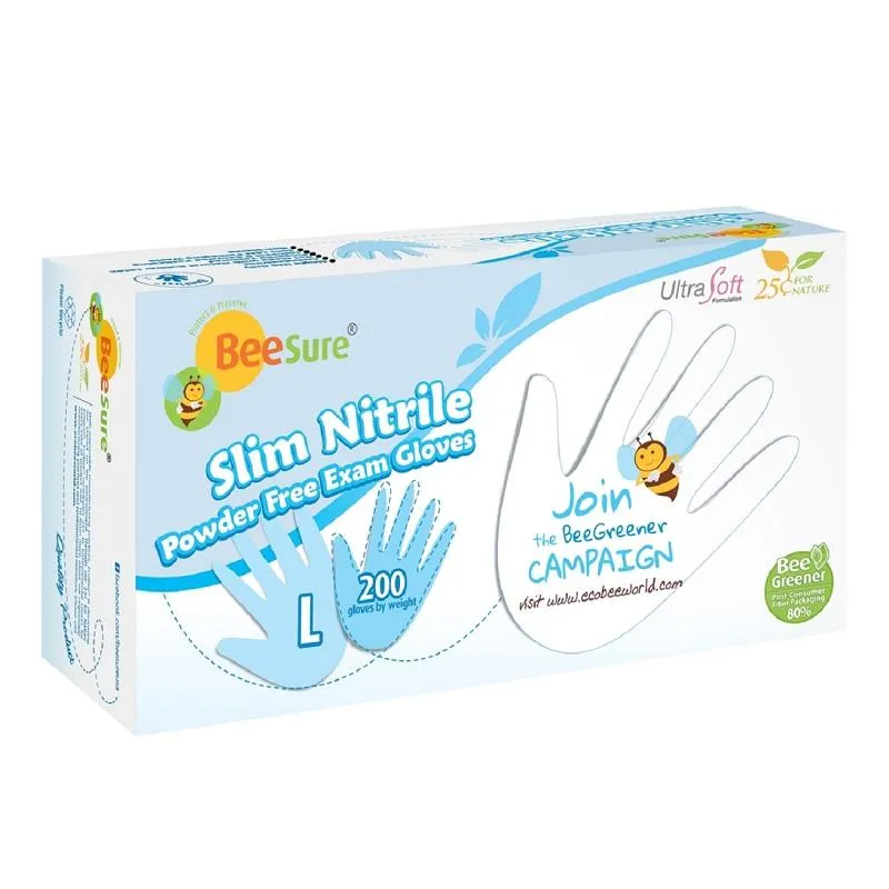 BeeSure Powder Free White Nitrile Gloves (200/box)