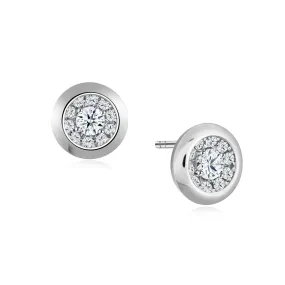 Bezel Halo Diamond Earrings