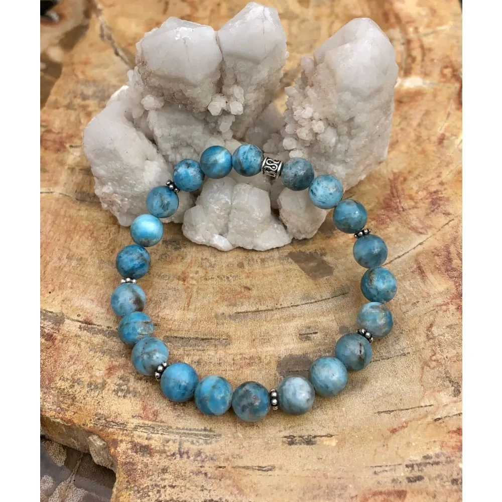 Blue Apatite Stretch Bracelet! Natural Gemstone Bracelet!