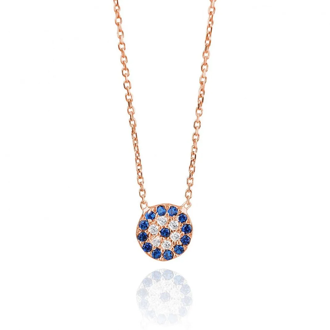 Blue Eye Necklace Rose Gold Pl 925