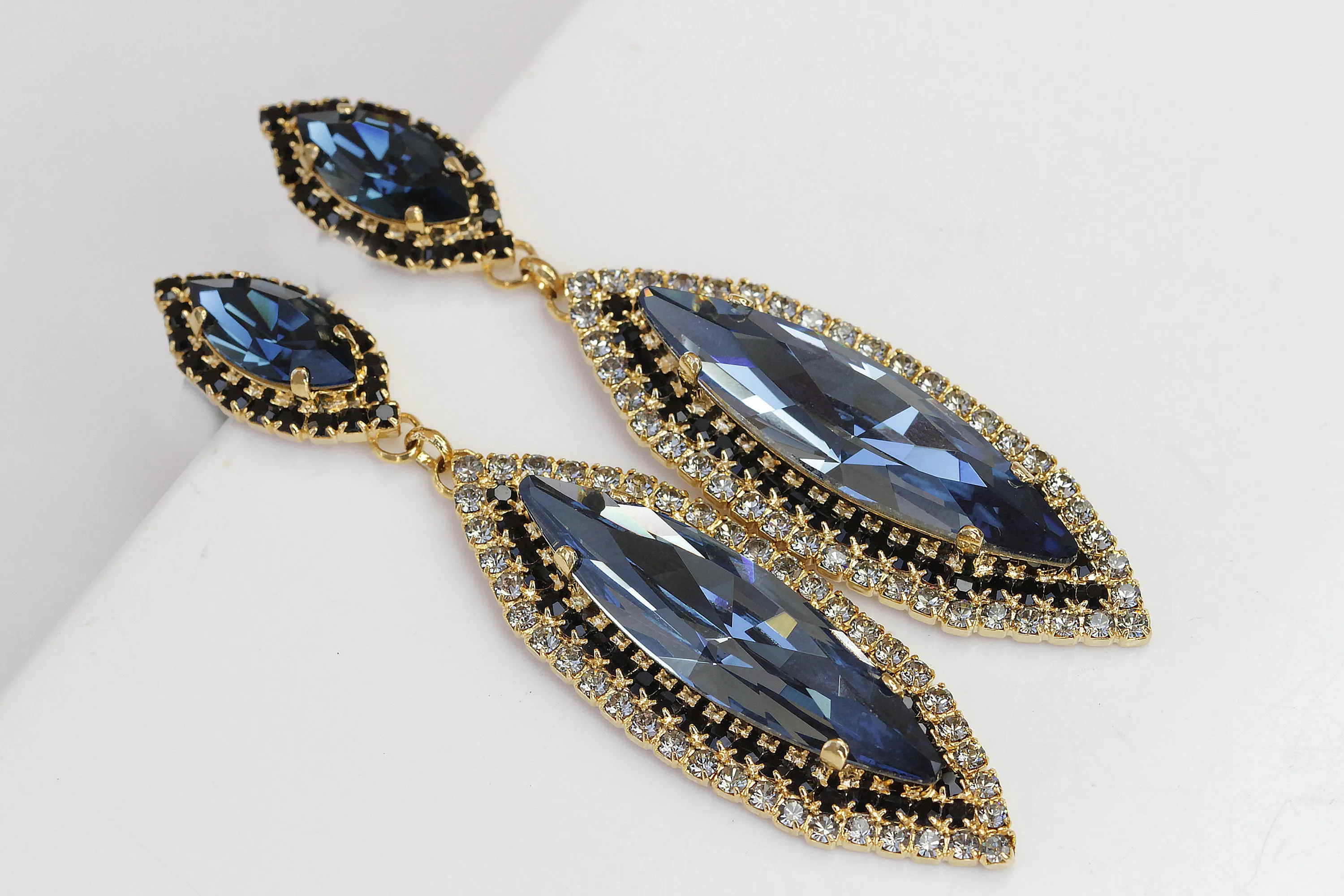 BLUE LONG Drop Chandelier EARRINGS