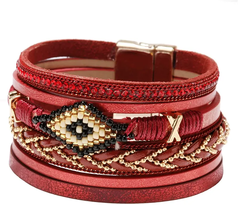 Bohemian Leather Layered Look Bracelet