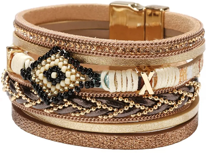 Bohemian Leather Layered Look Bracelet