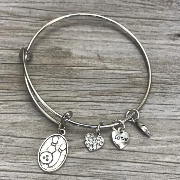 Bowling Charm Bangle Bracelet