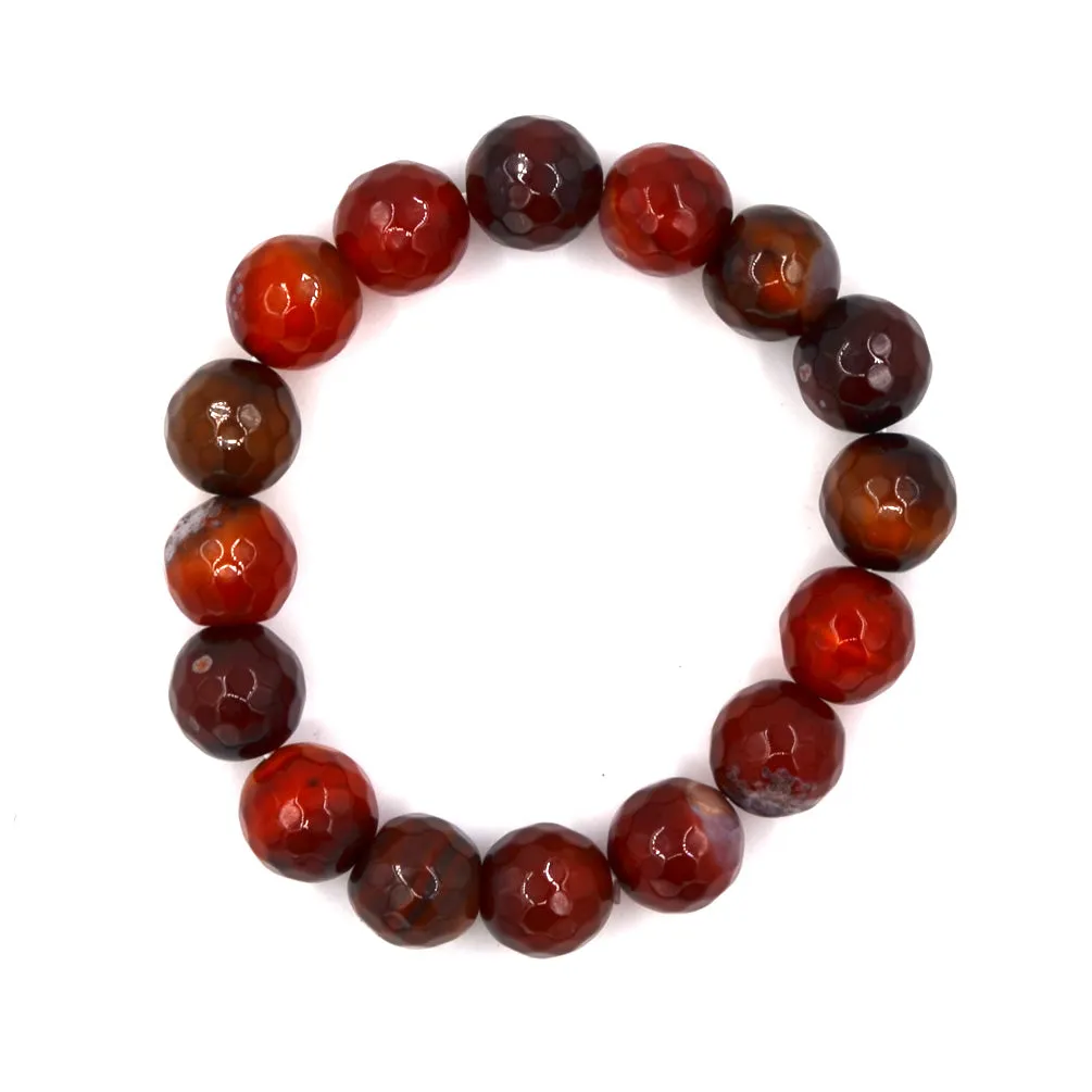 BR190120-11 BRNT-ORNGE/BRN  Clear burnt orange with brown fasitated real stone bracelet