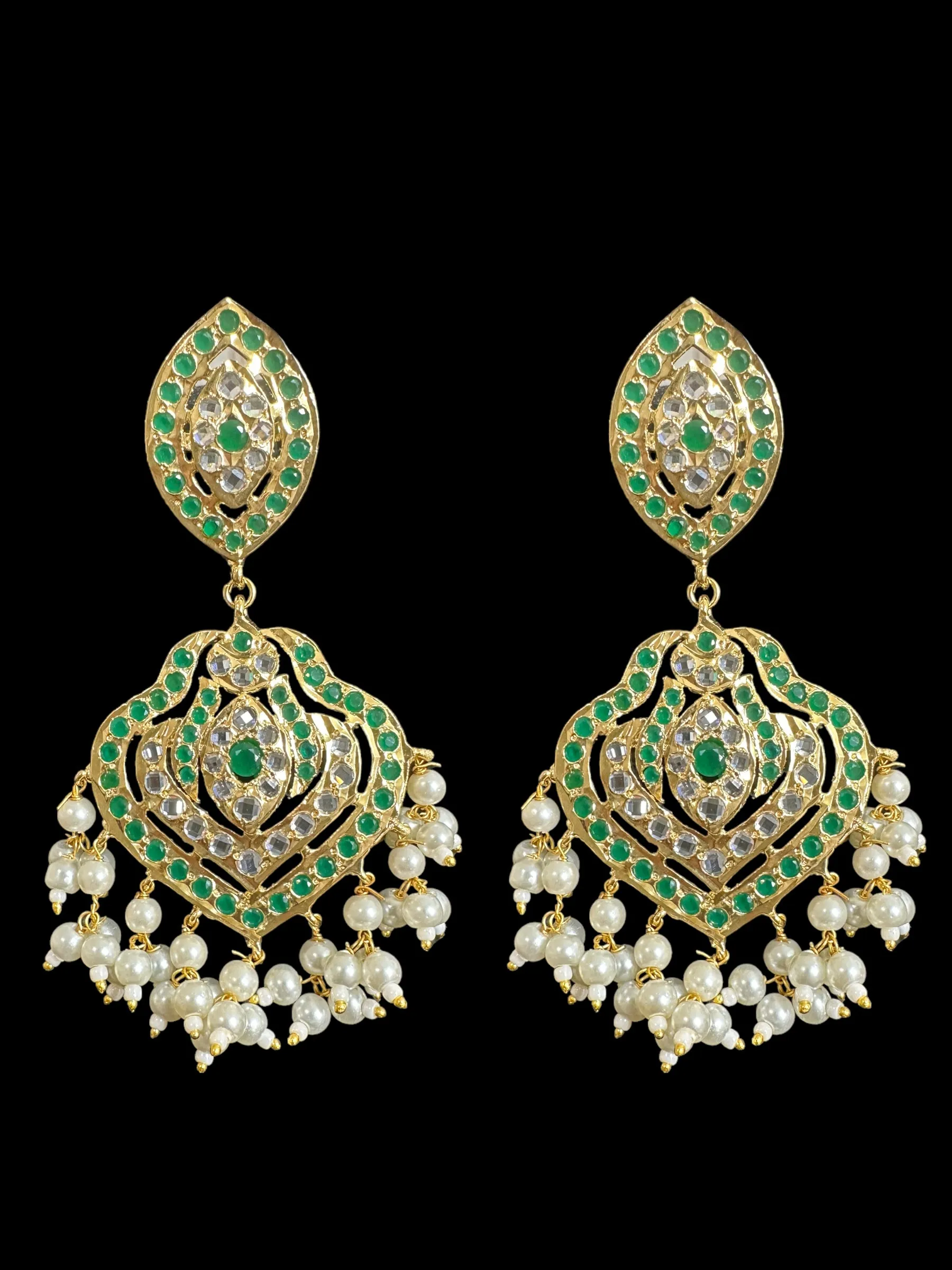 BR304 Gold plated bridal set with earrings tika in green ( READY TO SHIP )