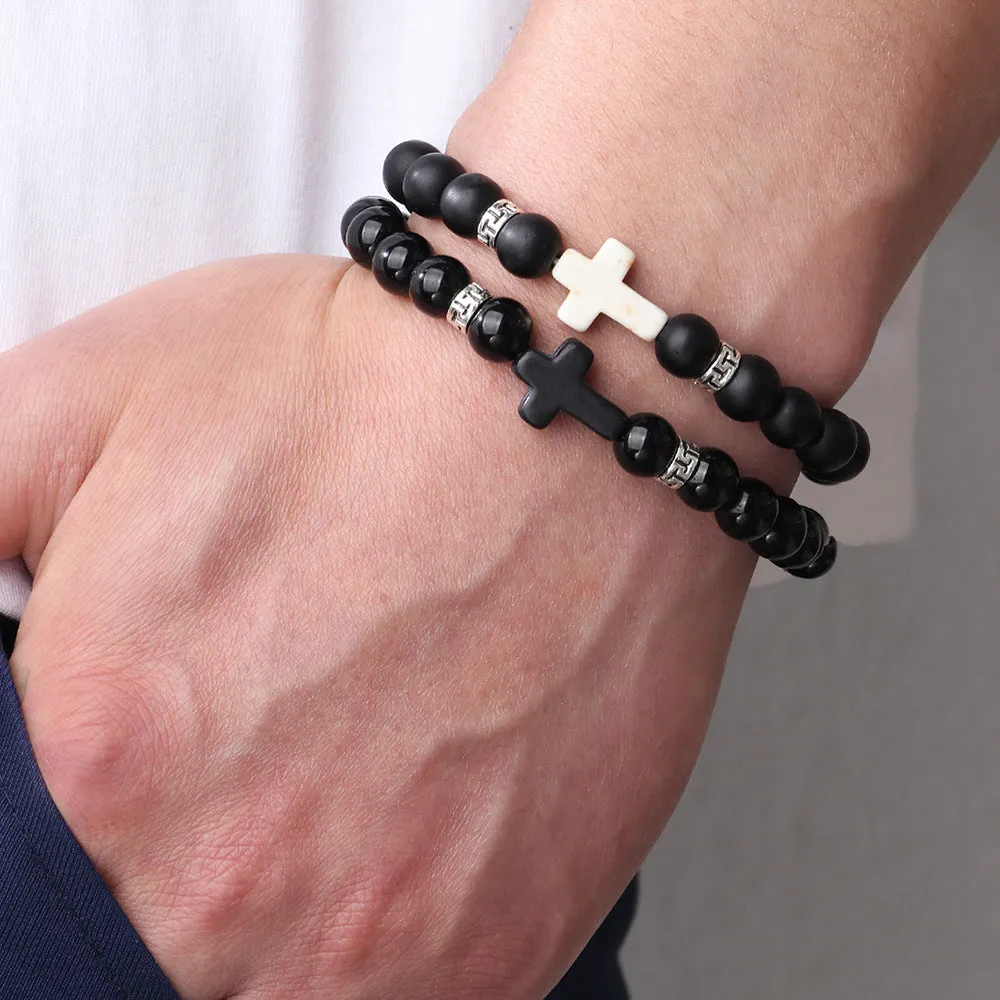 Bracelet en pierre naturelle noir mat