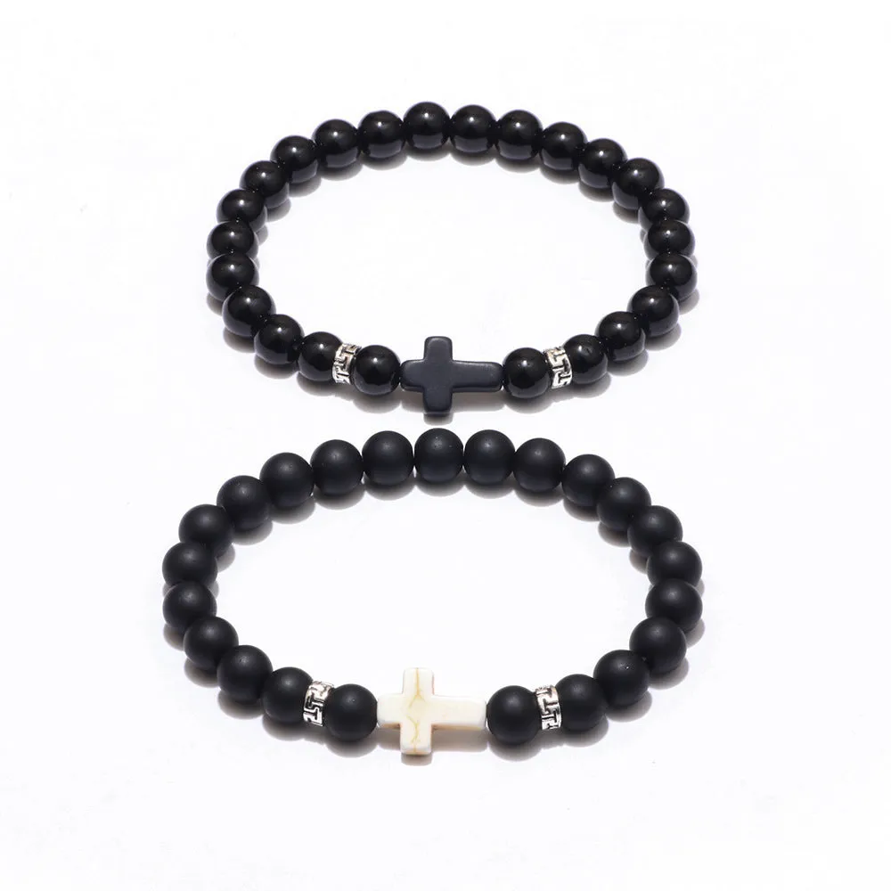 Bracelet en pierre naturelle noir mat