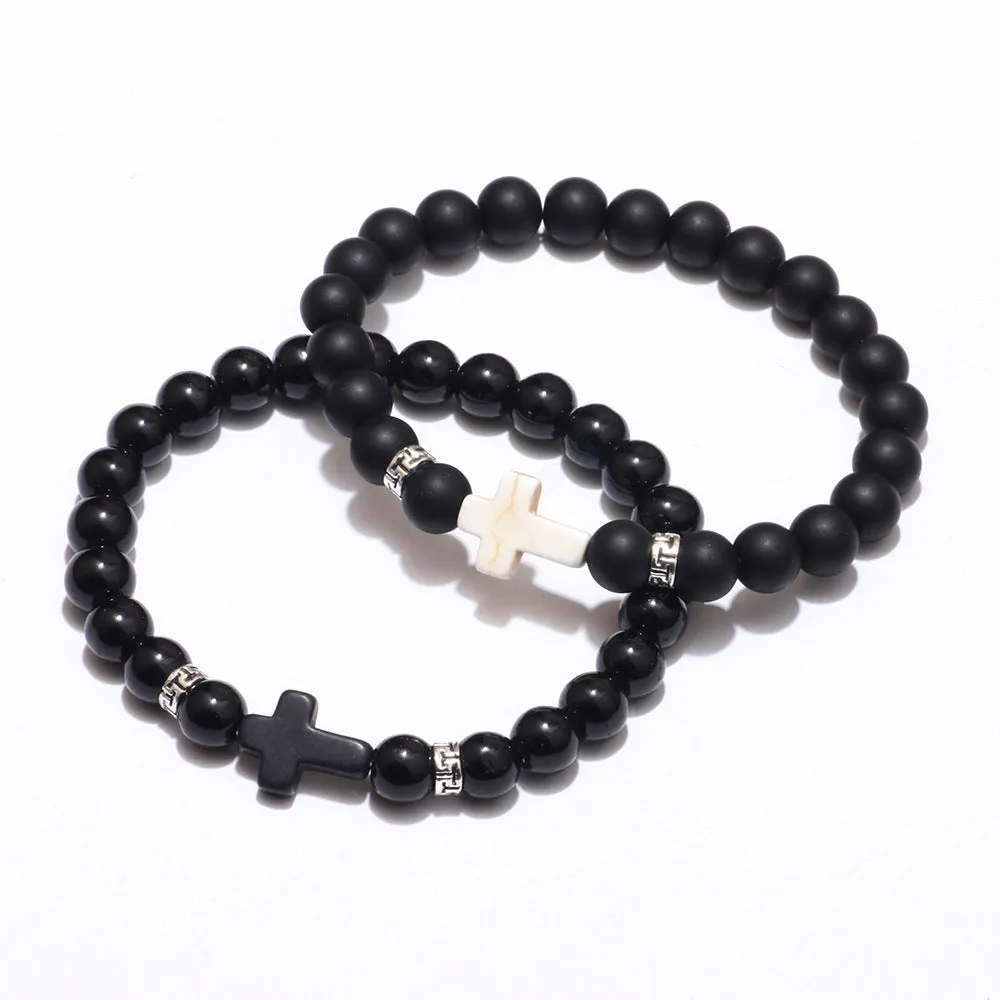 Bracelet en pierre naturelle noir mat