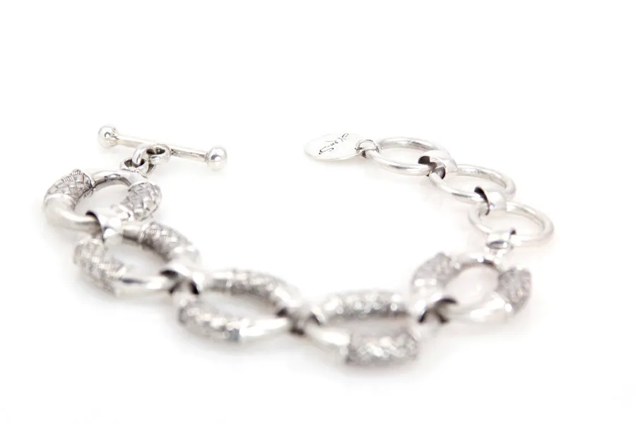 Bracelet - Link Sterling Silver Woven Motif