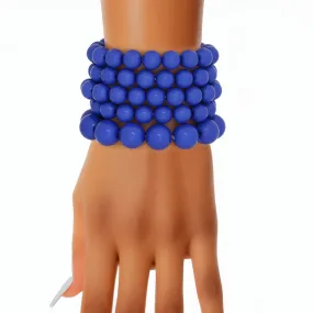 Bracelets Royal Blue Matte Bead 5 Pc Set for Women