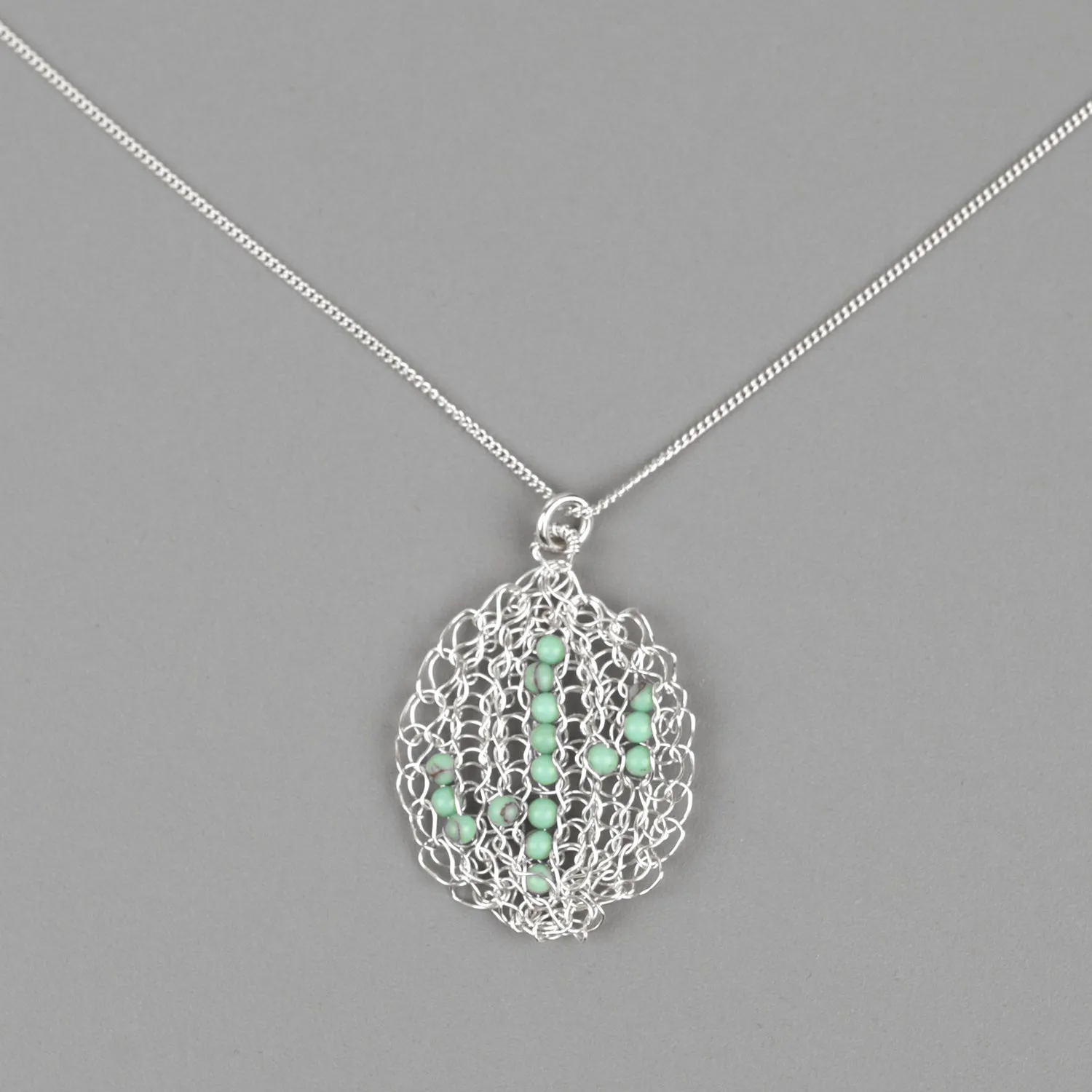 Cactus necklace - Silver and turquoise