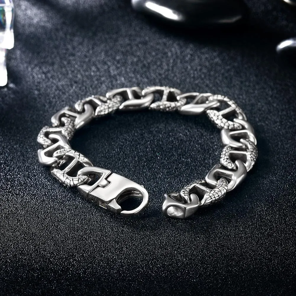 Carved Croc Cuban Link Bracelet