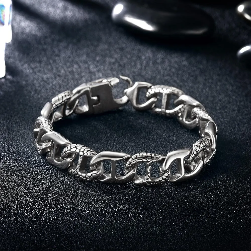 Carved Croc Cuban Link Bracelet