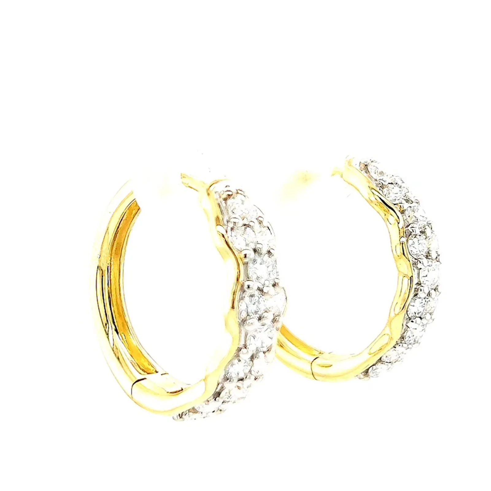 Celebration 9ct Two Tone Gold Round Brilliant Cut 1.25 CARAT tw of Lab Grown Diamonds Huggies Earrings