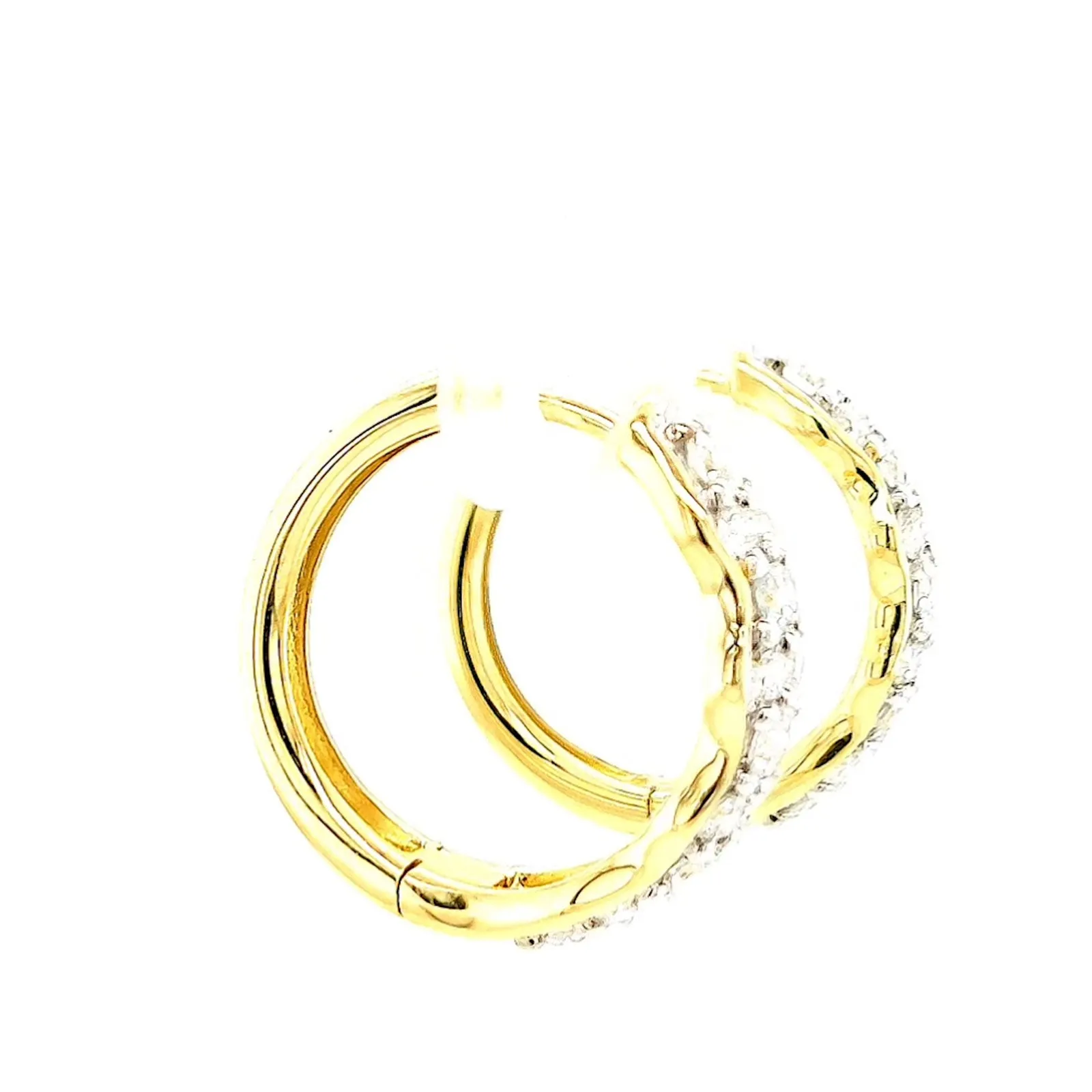 Celebration 9ct Two Tone Gold Round Brilliant Cut 1.25 CARAT tw of Lab Grown Diamonds Huggies Earrings