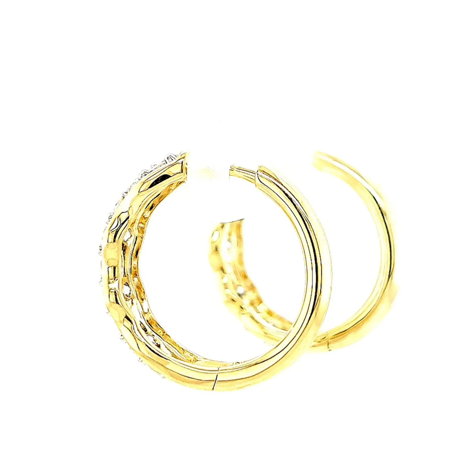 Celebration 9ct Two Tone Gold Round Brilliant Cut 1.25 CARAT tw of Lab Grown Diamonds Huggies Earrings