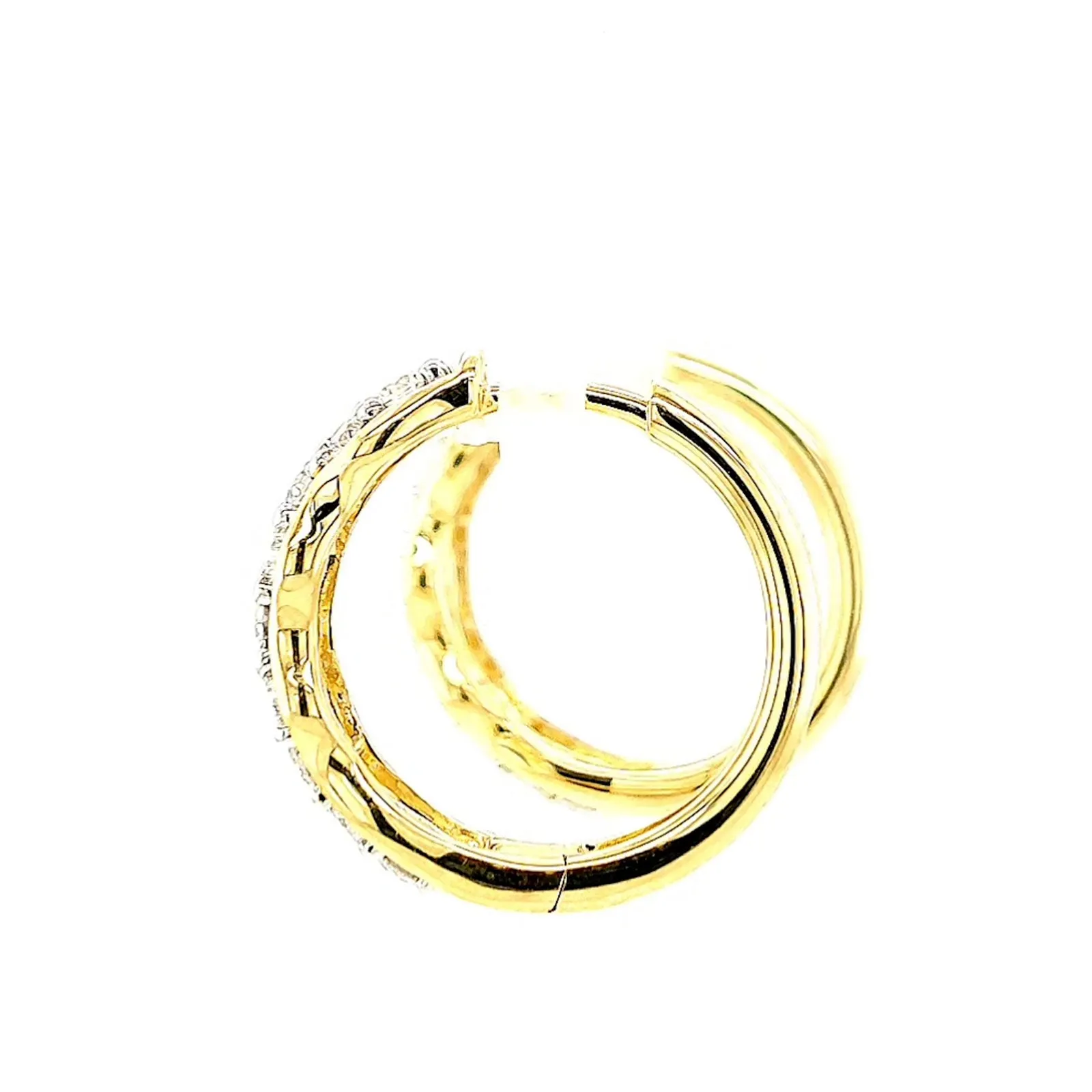 Celebration 9ct Two Tone Gold Round Brilliant Cut 1.25 CARAT tw of Lab Grown Diamonds Huggies Earrings