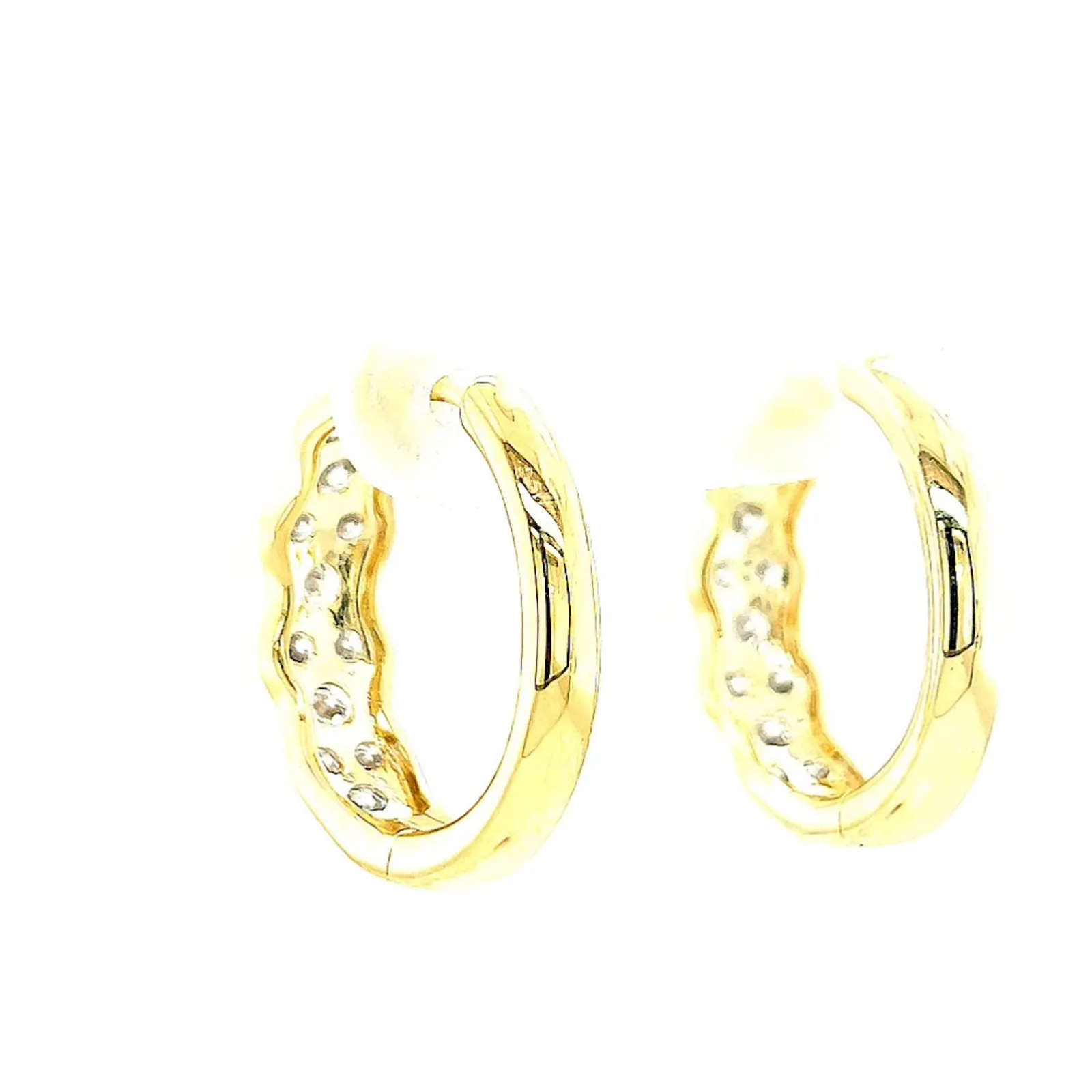 Celebration 9ct Two Tone Gold Round Brilliant Cut 1.25 CARAT tw of Lab Grown Diamonds Huggies Earrings