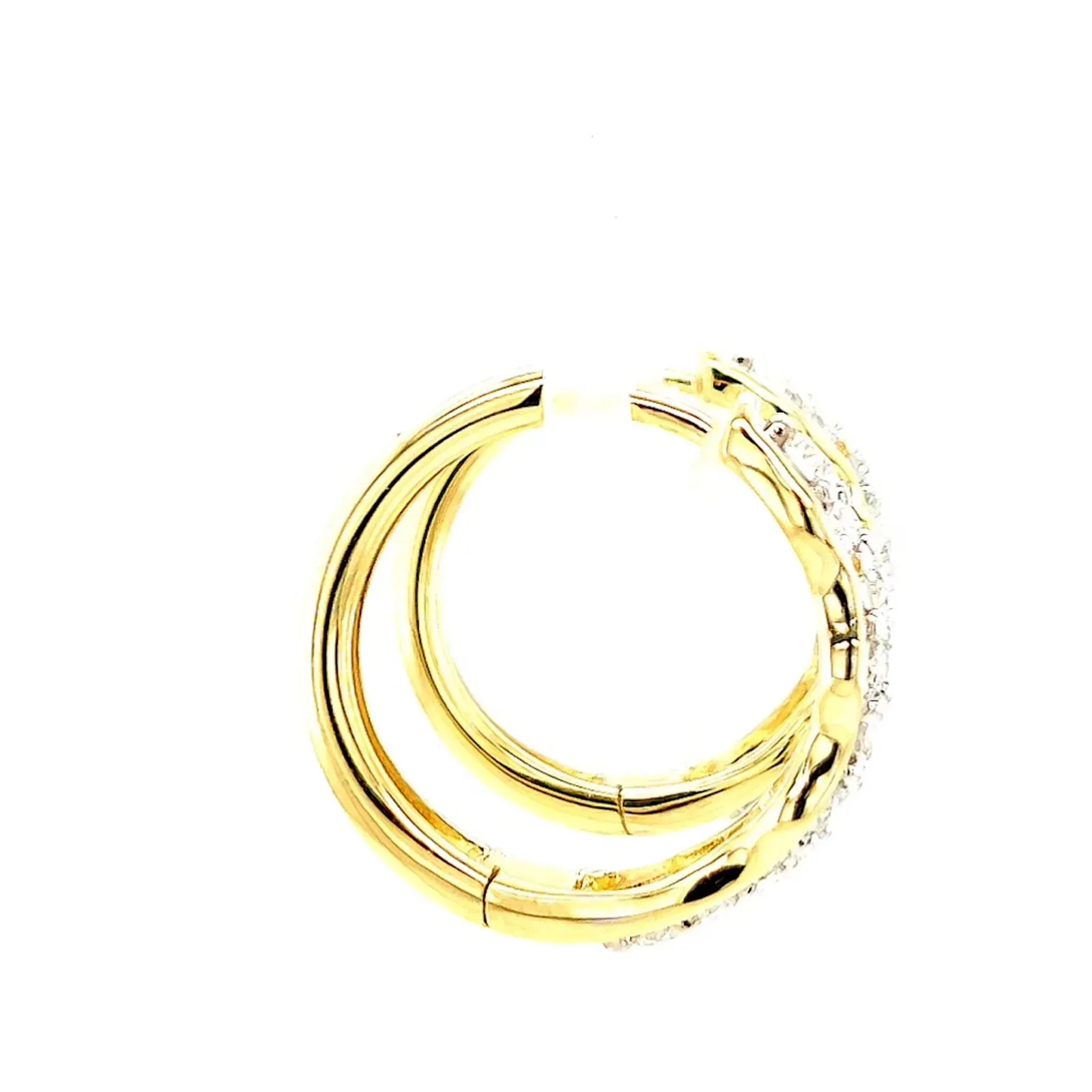 Celebration 9ct Two Tone Gold Round Brilliant Cut 1.25 CARAT tw of Lab Grown Diamonds Huggies Earrings