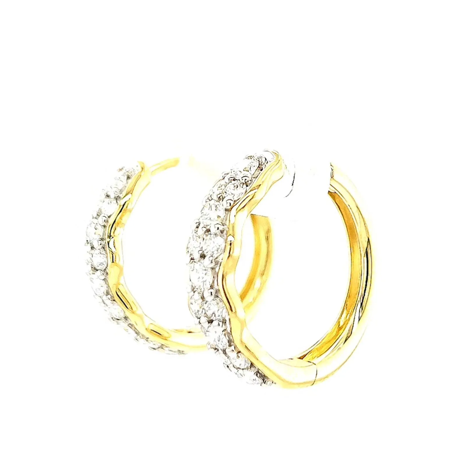 Celebration 9ct Two Tone Gold Round Brilliant Cut 1.25 CARAT tw of Lab Grown Diamonds Huggies Earrings