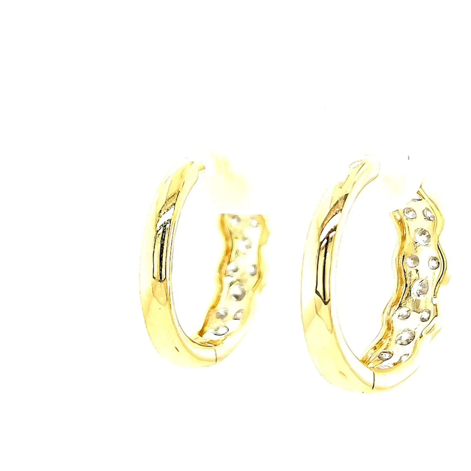 Celebration 9ct Two Tone Gold Round Brilliant Cut 1.25 CARAT tw of Lab Grown Diamonds Huggies Earrings